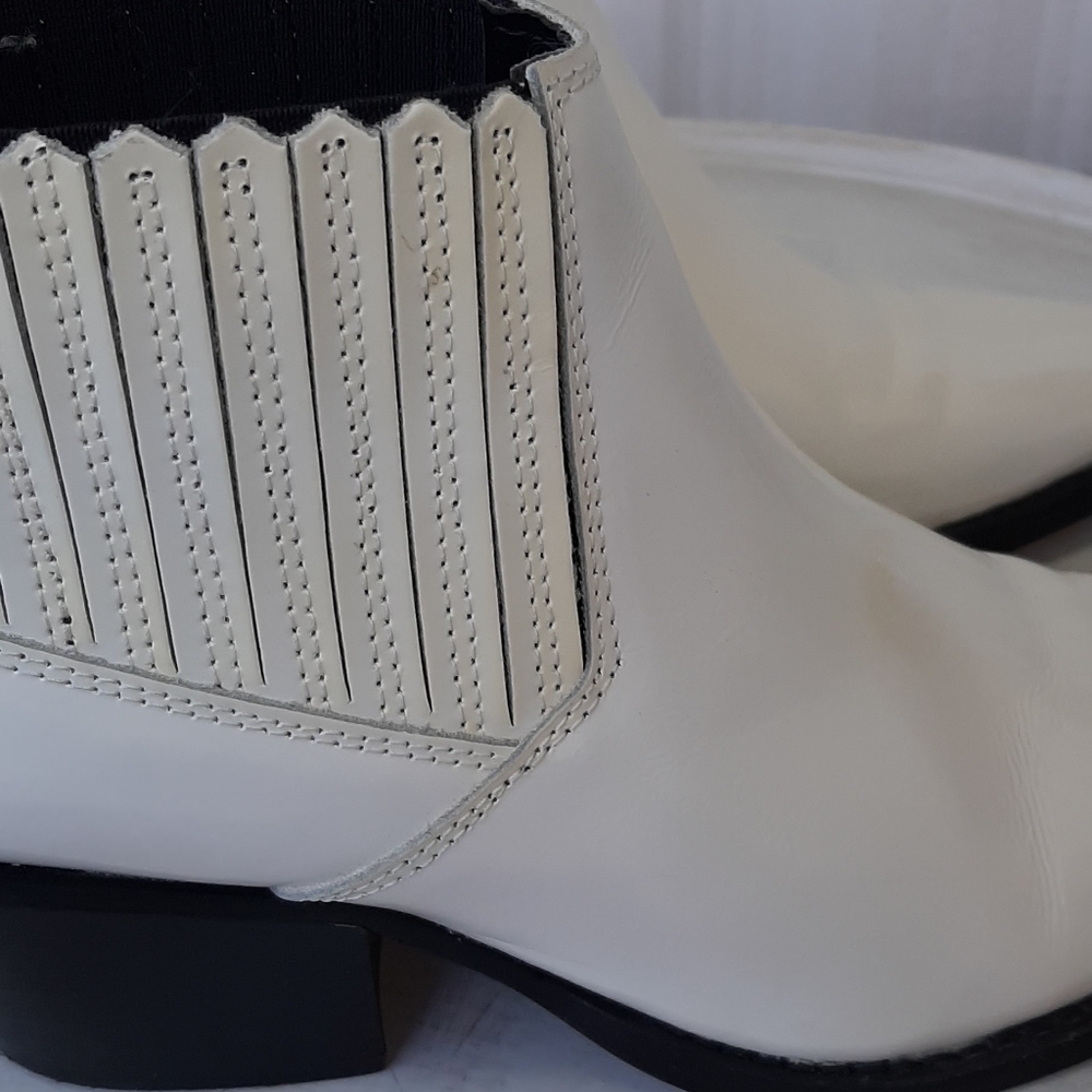 MNG WHITE LEATHER ANKLE BOOTS - Picture 9 of 11